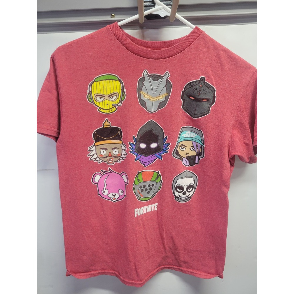 Fortnite Kids Graphic T-Shirt Heather Red Character Skin Grid Size 10/12 L